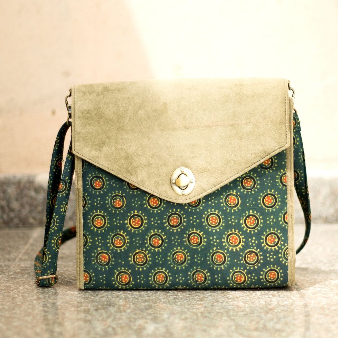 green suede bag