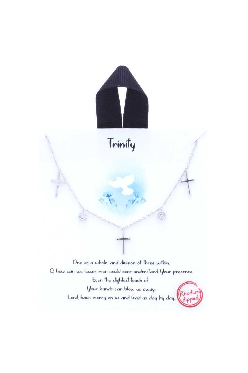 Trinity Cross Charm Message Necklace - Laconic Fashion