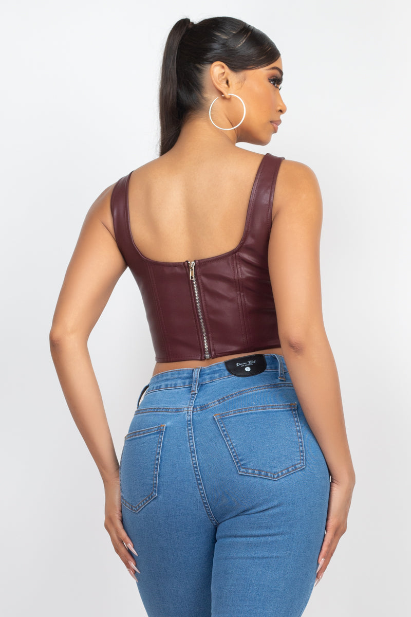 D-ring Sweetheart Bustier Leather Top - Laconic Fashion