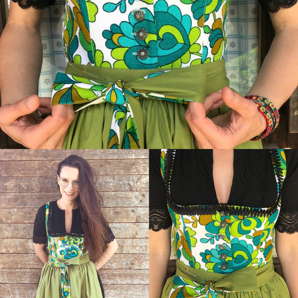 Dirndl with extraordinary fabric green and white