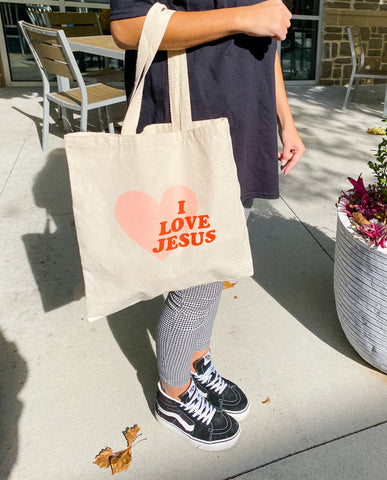 Love Like Jesus Tote Bag, Retro Tote Bags, Christian Tote Bags