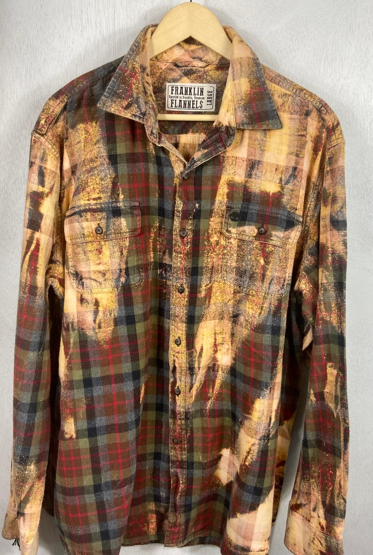 Vintage Army Green, Gold, Grey and Red Flannel Size Large – Franklin ...