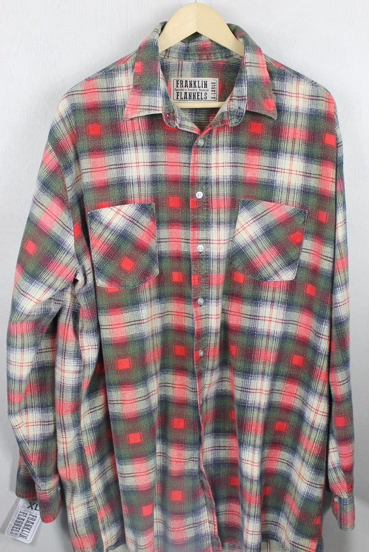 Vintage Retro Army Green, Orange and White Flannel Size XL Tall ...