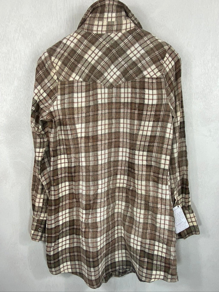Vintage Western Style Brown and White Flannel Size Small