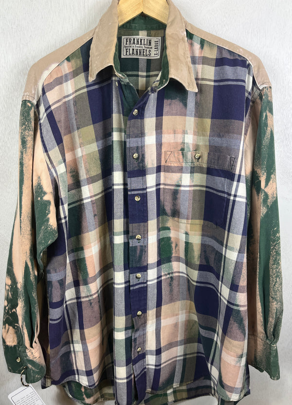 Vintage Grunge Green, Blue and Peach Flannel Size XL – Franklin