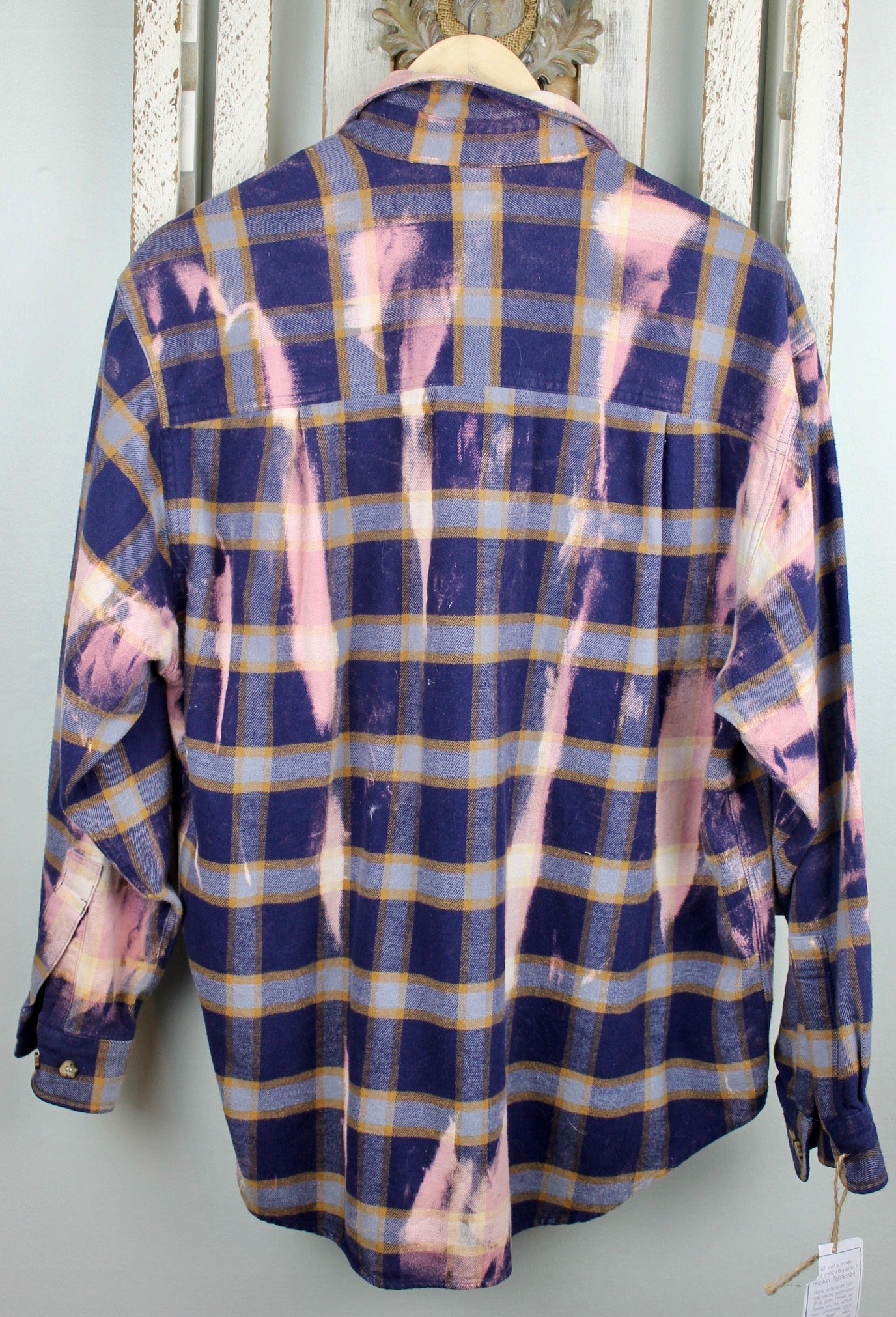 Vintage Navy Blue and Pink Flannel with Pink Suede Size Large ...