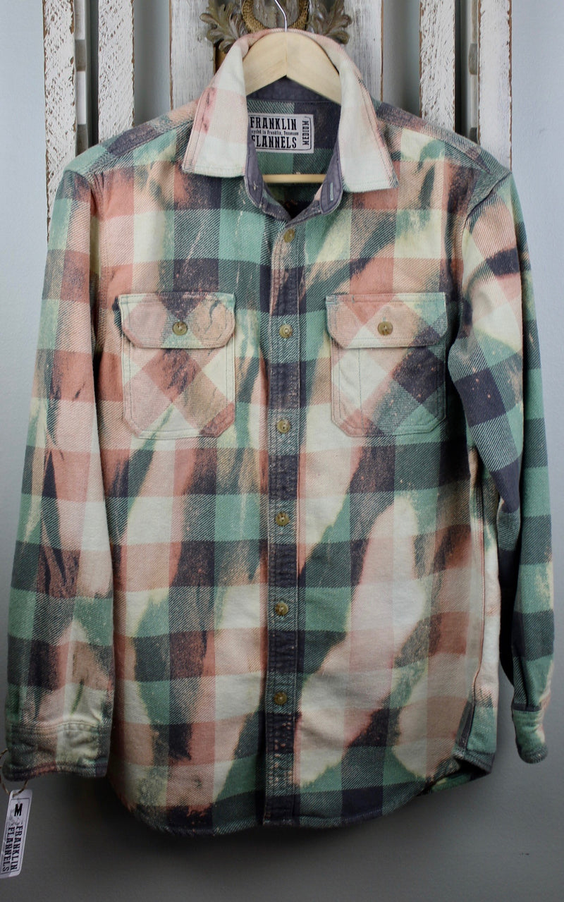Vintage Green, Peach and Light Yellow Flannel Jacket Size Medium ...