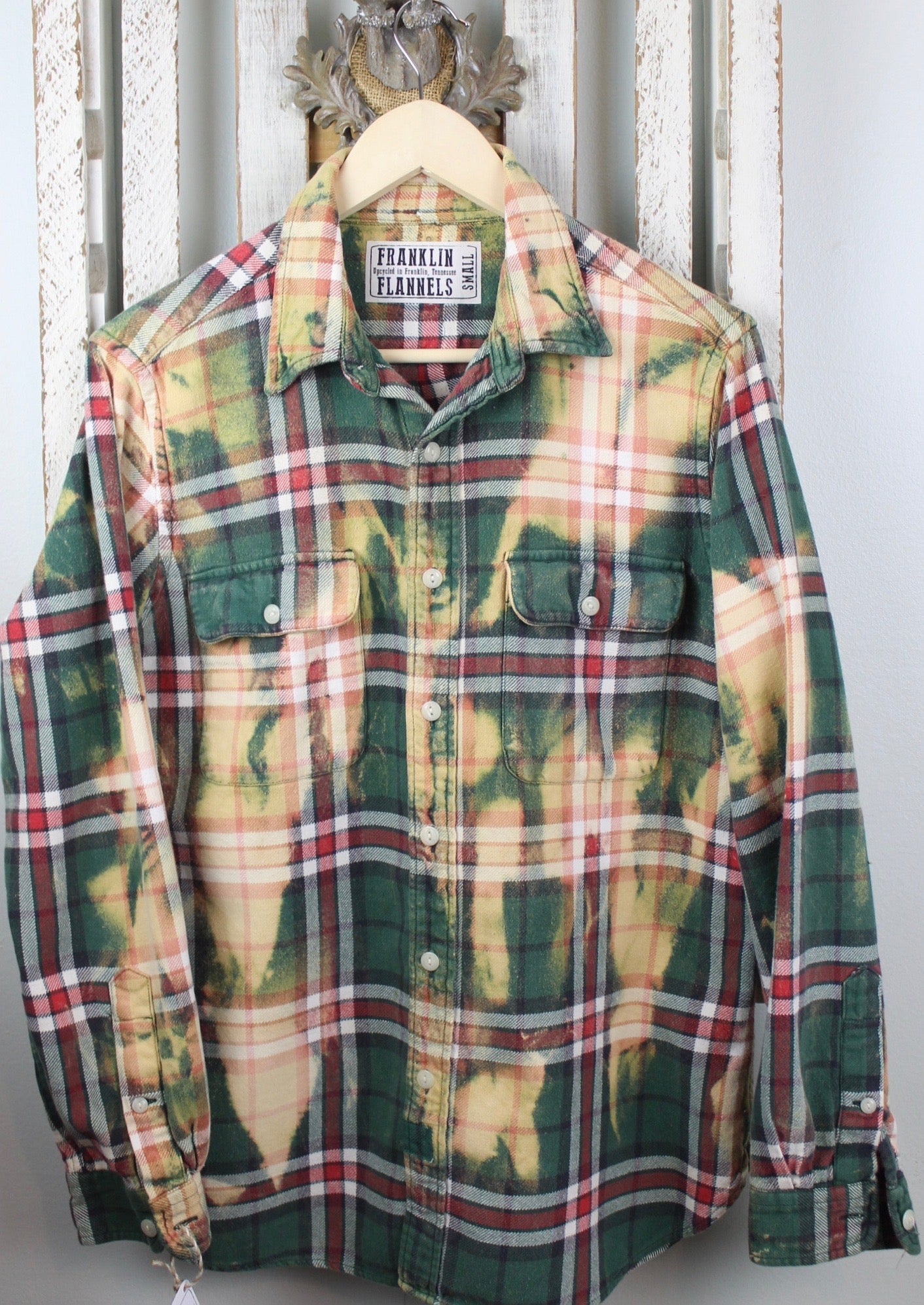 Vintage Green, Red and Yellow Flannel Size Small – FranklinFlannels