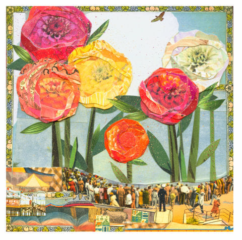 State Fair Zinnia collage by Sarah Snow