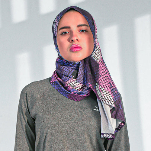 Doe dri-fit printed sports hijab scarf - Purple - Champsland