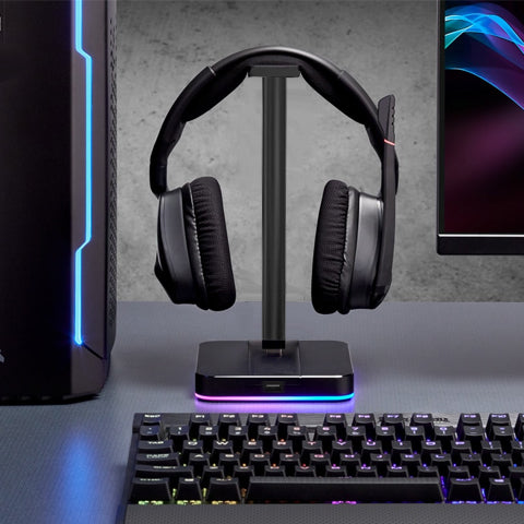 RGB Headphone Stand with USB Hub