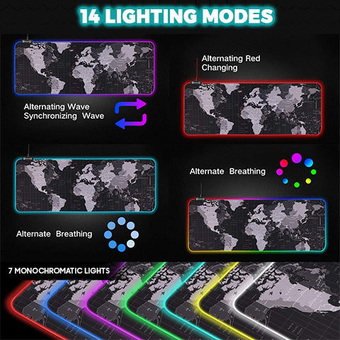 14 Lighting Modes of RGB Gaming Mouse Pad