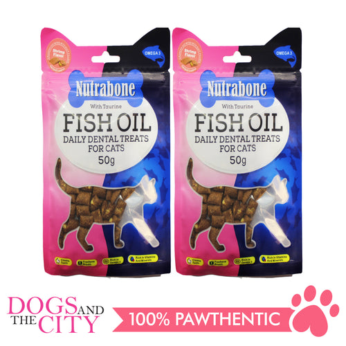 Nutrabone U018 Fish Oil Daily Dental Treats for CATS - Shrimp Crunchy Bites 50g (2 packs) - All Goodies for Your Pet