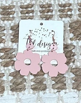 Pink flower earrings