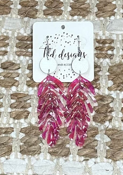 Pink feather earrings