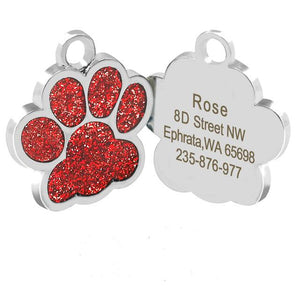 Personalized Dog Tags Engraved Cat Puppy Pet ID Name Collar Tag Pendant Pet Accessories Bone/Paw Glitter - Shop & Dog