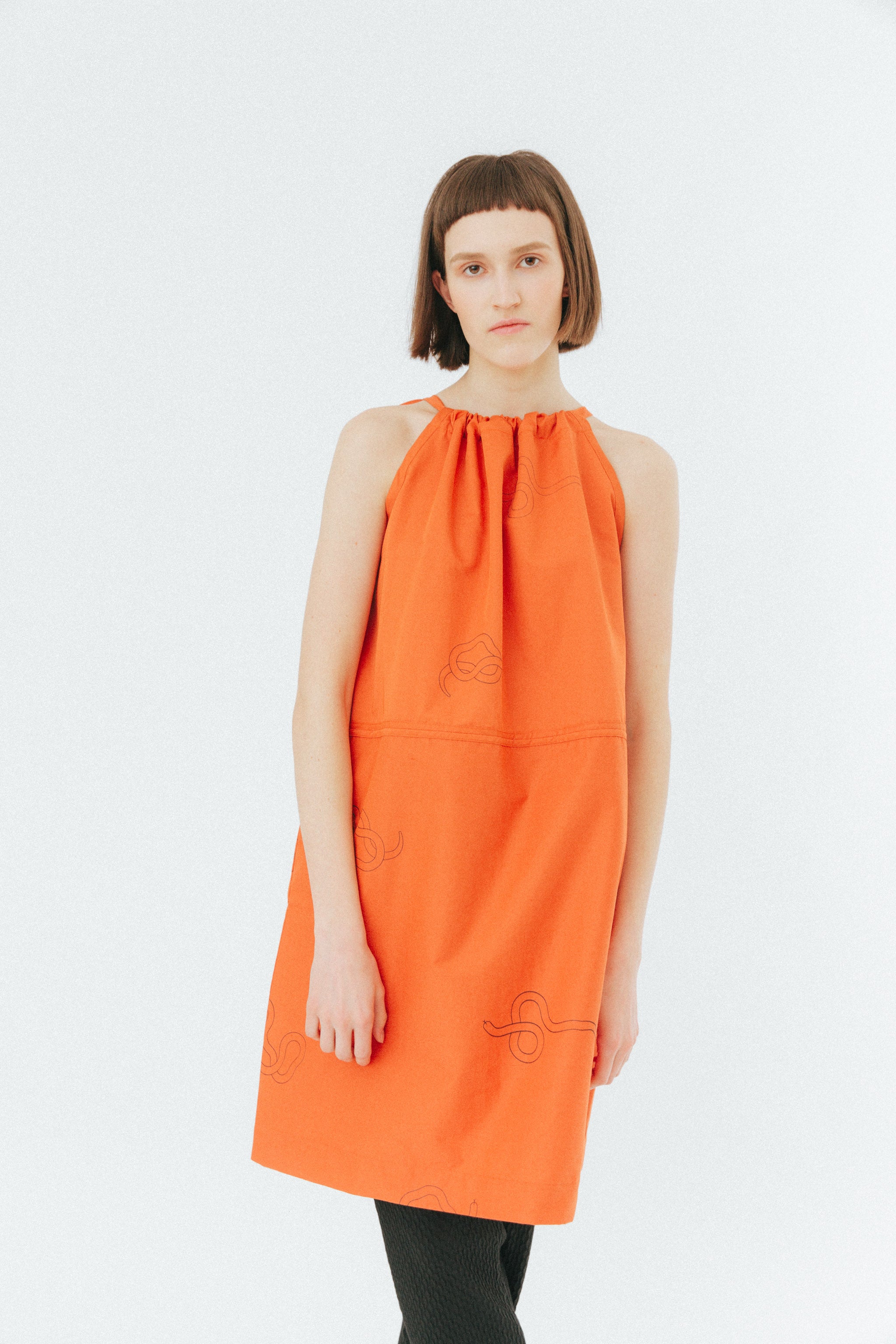 orange snake dress