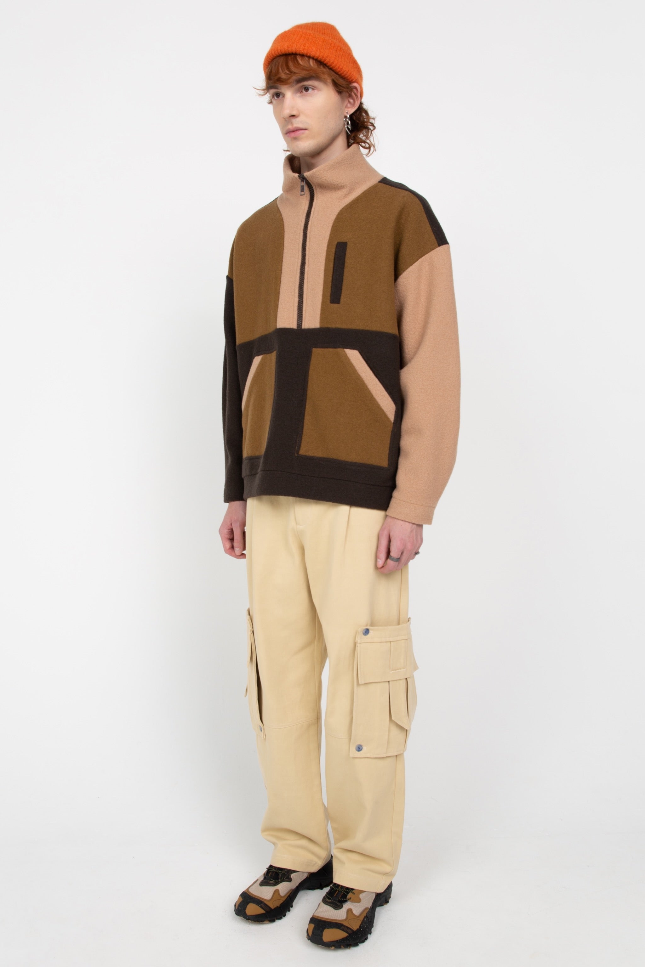 Brown/Beige fleece half zip – Buffet Clothing