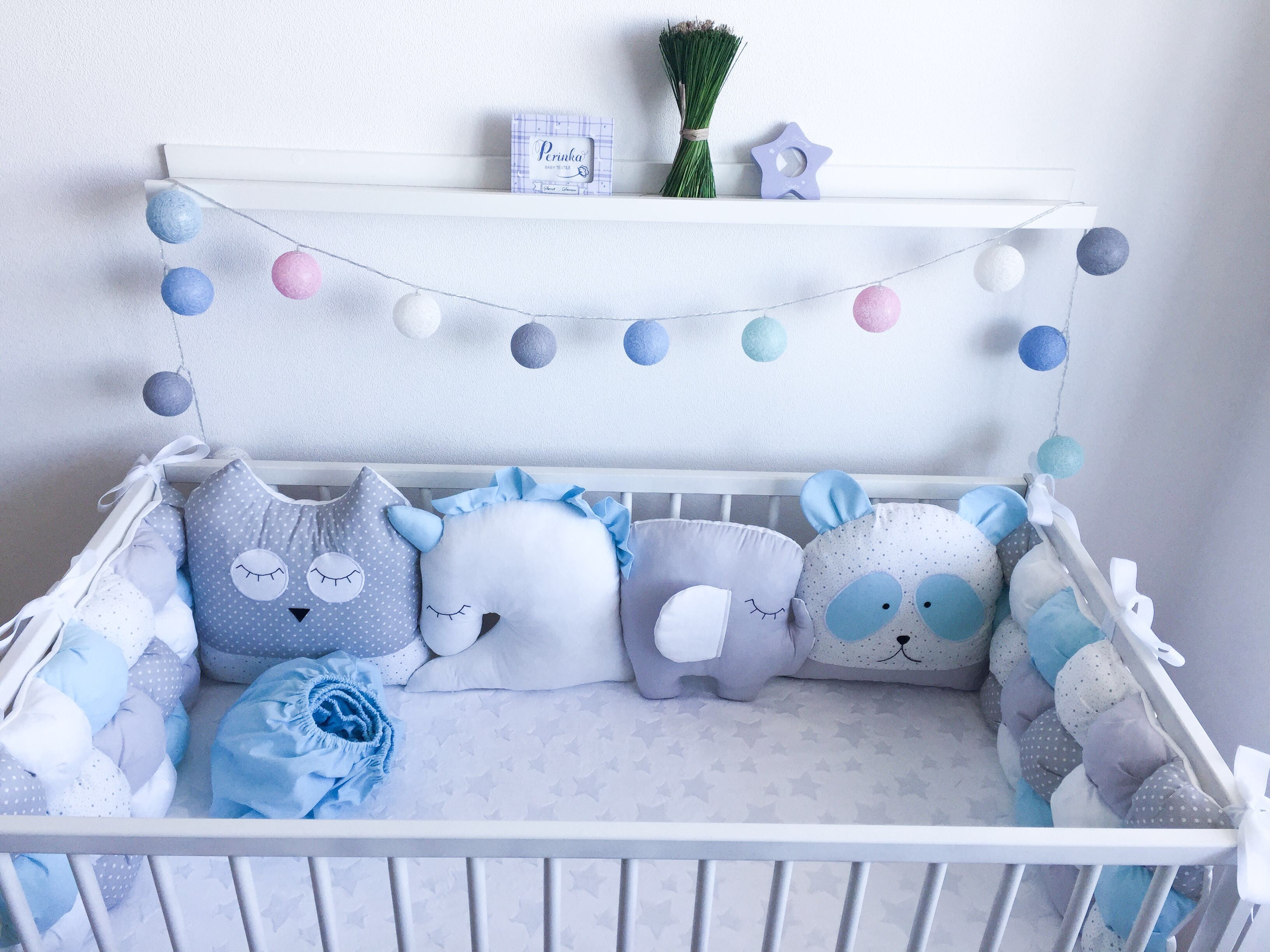 Toy Bon Bon Baby Crib Bumper In Baby Blue Heaven Sent Miracle