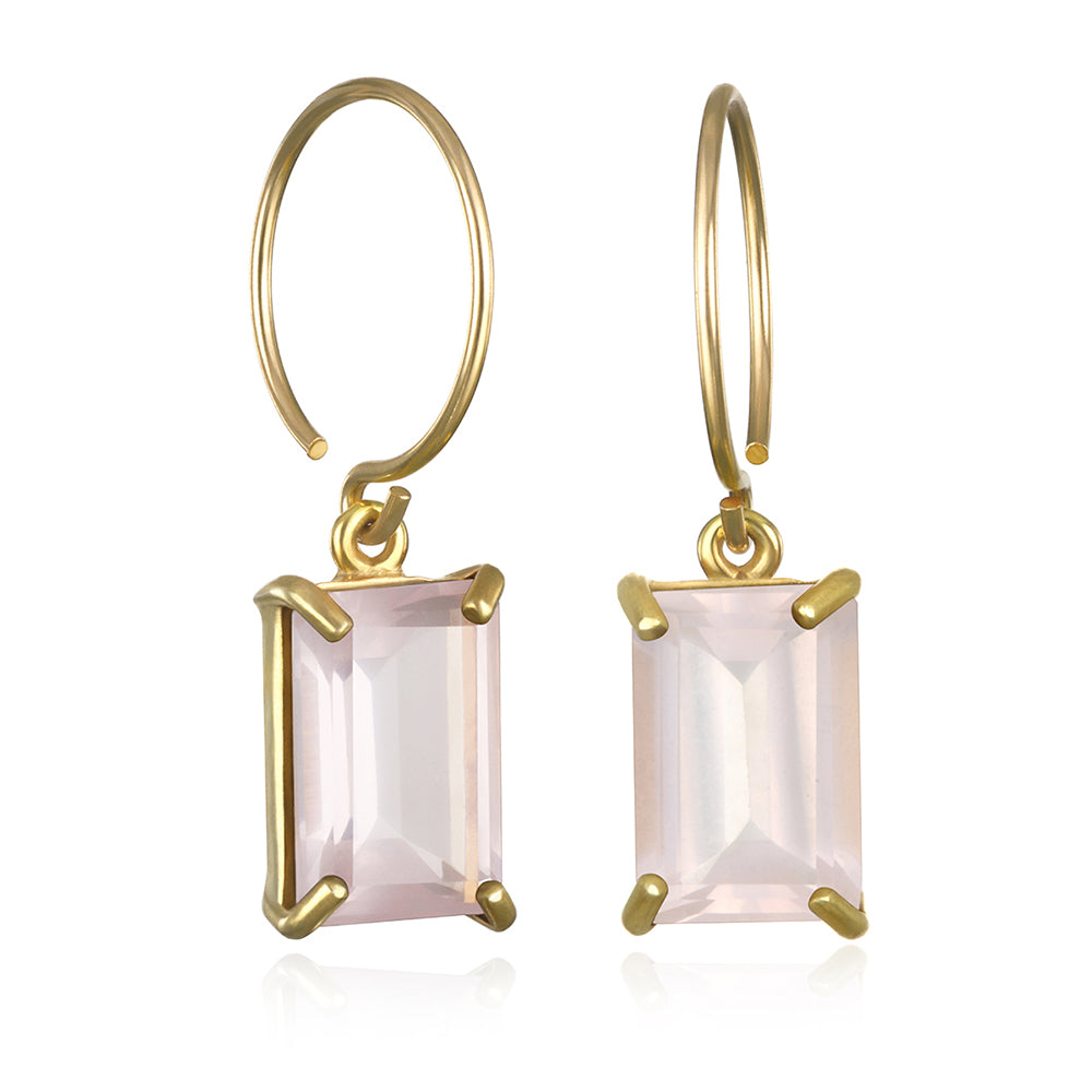 Chatham Earring-Rose Quartz Gold