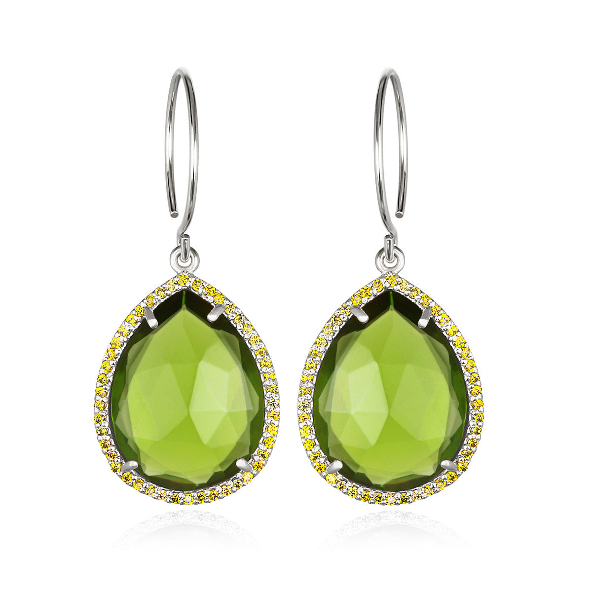 Paris Gem Teardrop - Lime Silver