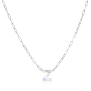 Mother of Pearl Initial Necklace-silver