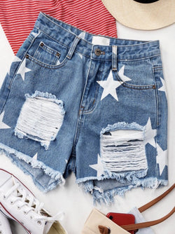 star print denim