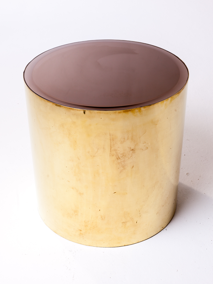 brass drum side table