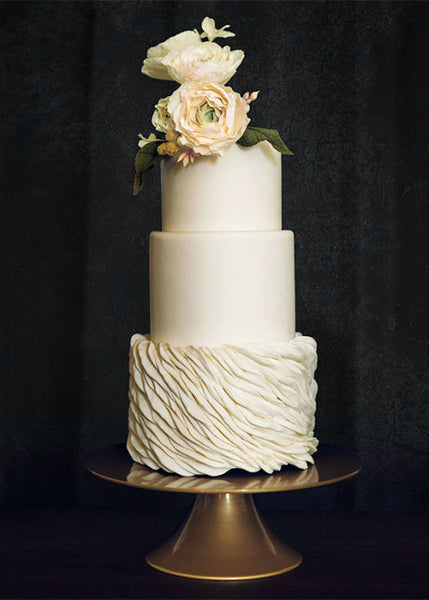 Classic Wedding  Cake  on a 10  inch  Gold Cake  Stand  Sarah 