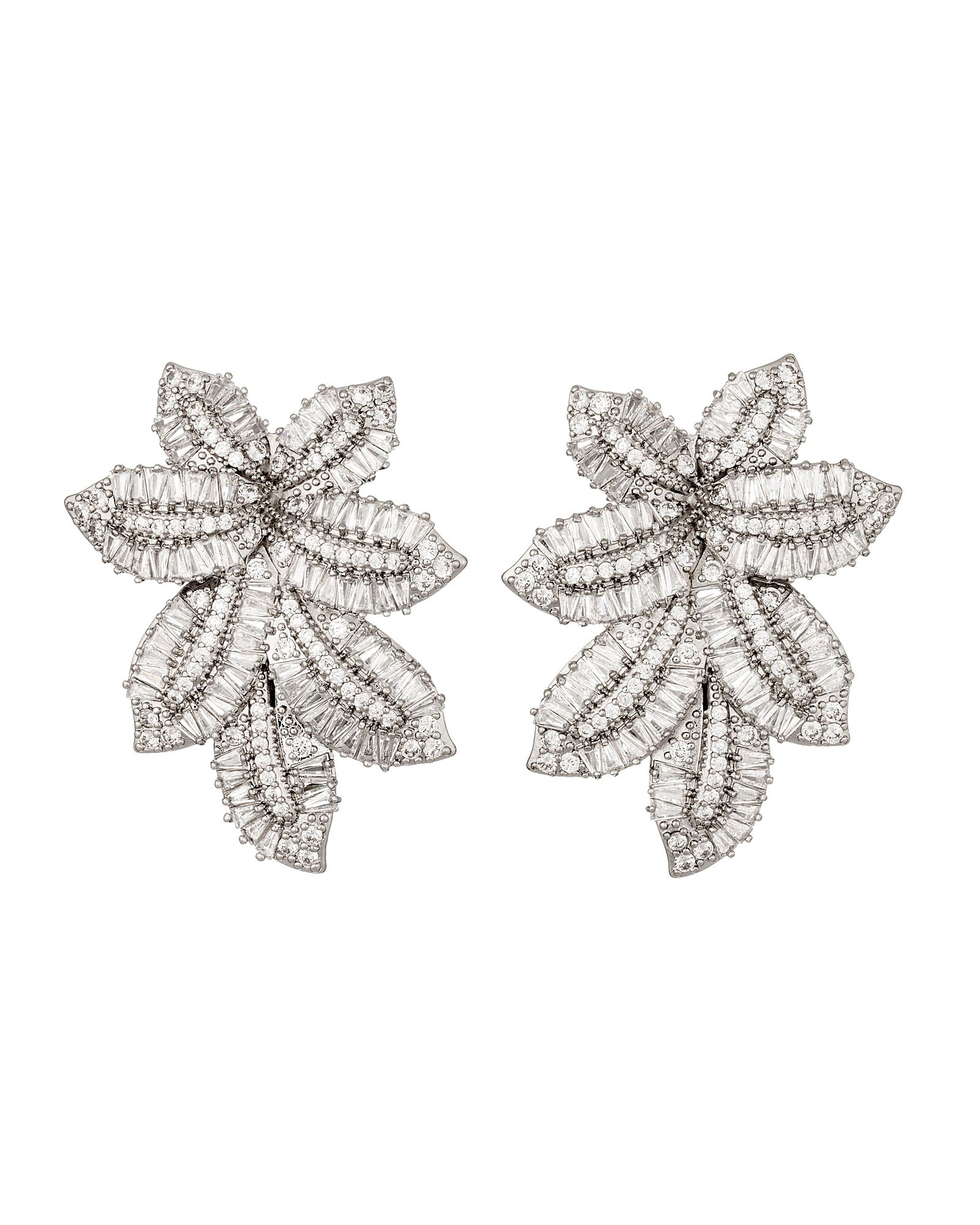 Crystal Leaf Jacket Stud Earrings