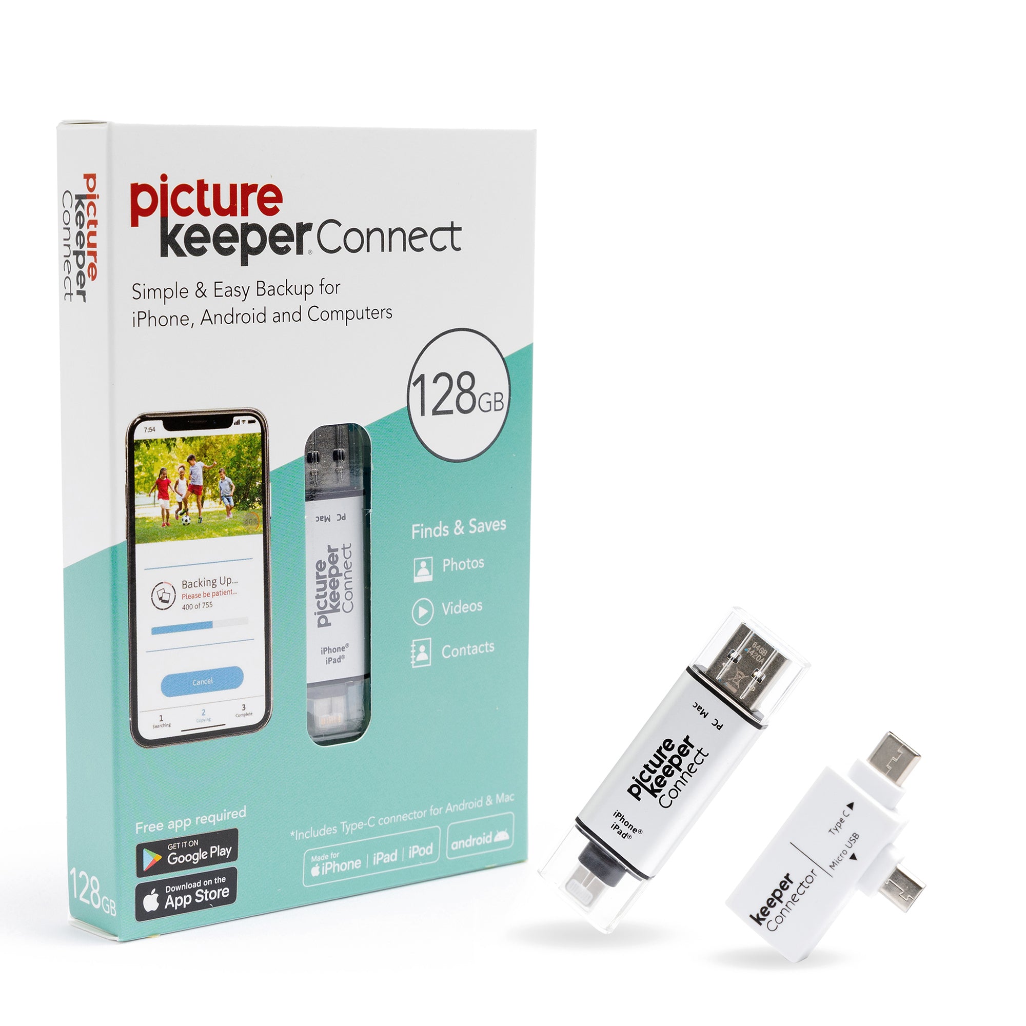 Up to 32,000 photos, videos and contacts Phones/PC's with the 128GB - Photostick.com product image