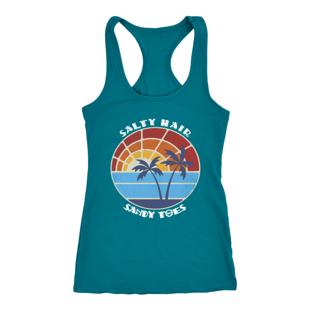 Salty Hair Sandy Toes, retro vintage look shirt and tank-top for men and women