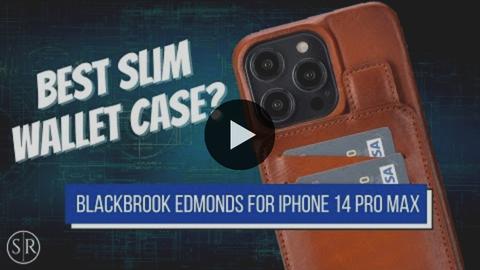 Thumbnail of the BlackBrook iPhone Edmonds case along with the words "Best Slim Wallet Case?"