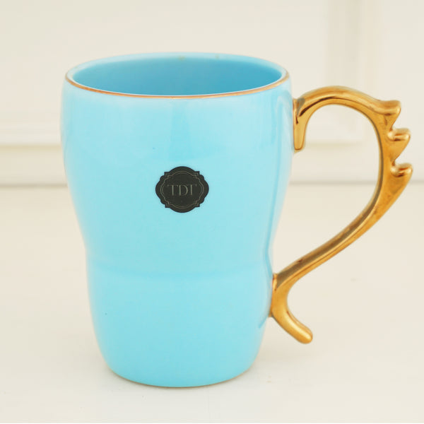 Bold & Bright Yellow Mug (500ml) with Designer Golden Handle – Tasse de Thé