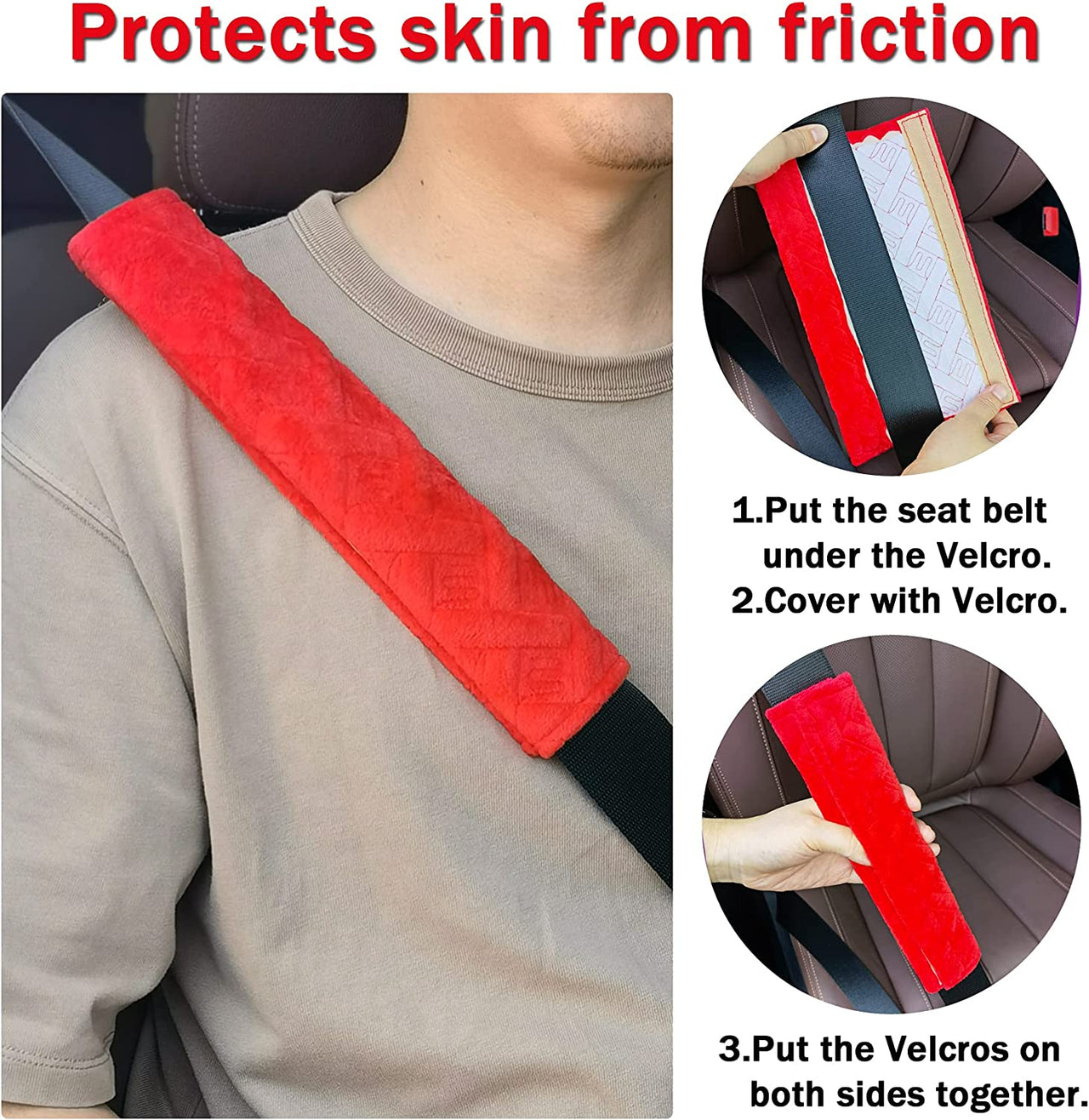 Car Seat Belt Pads Cover for A More Comfortable Driving, Universal Fit for All Cars Seat Belt Shoulder Strap Covers Harness Pad for Car Interior Accessories