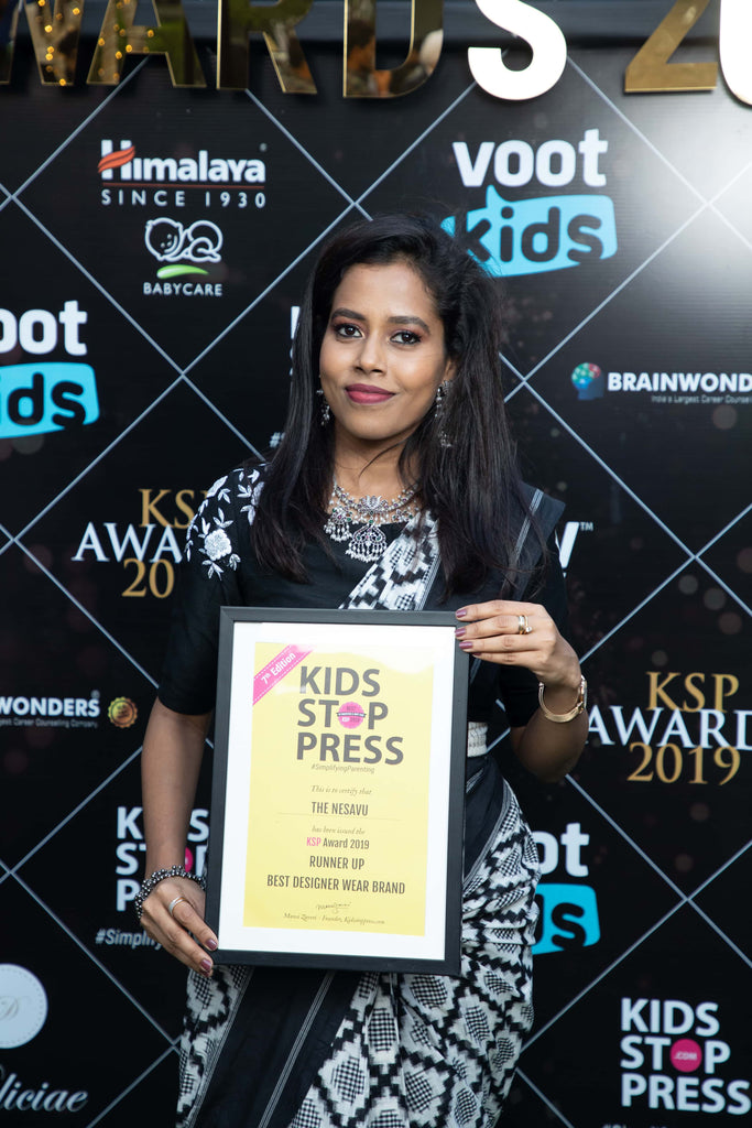 Coimbatore brand ‘The Nesavu’ won best designer kids wear brand 2019 in India by Kidsstoppress award Indian patenting network 