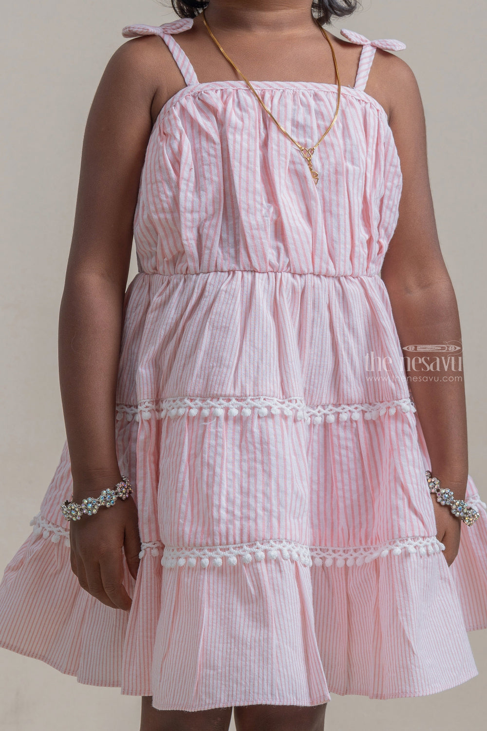 Buy Nb Fashion Soft Cotton Girls Knee Length Capri Dress (Pink_6-7