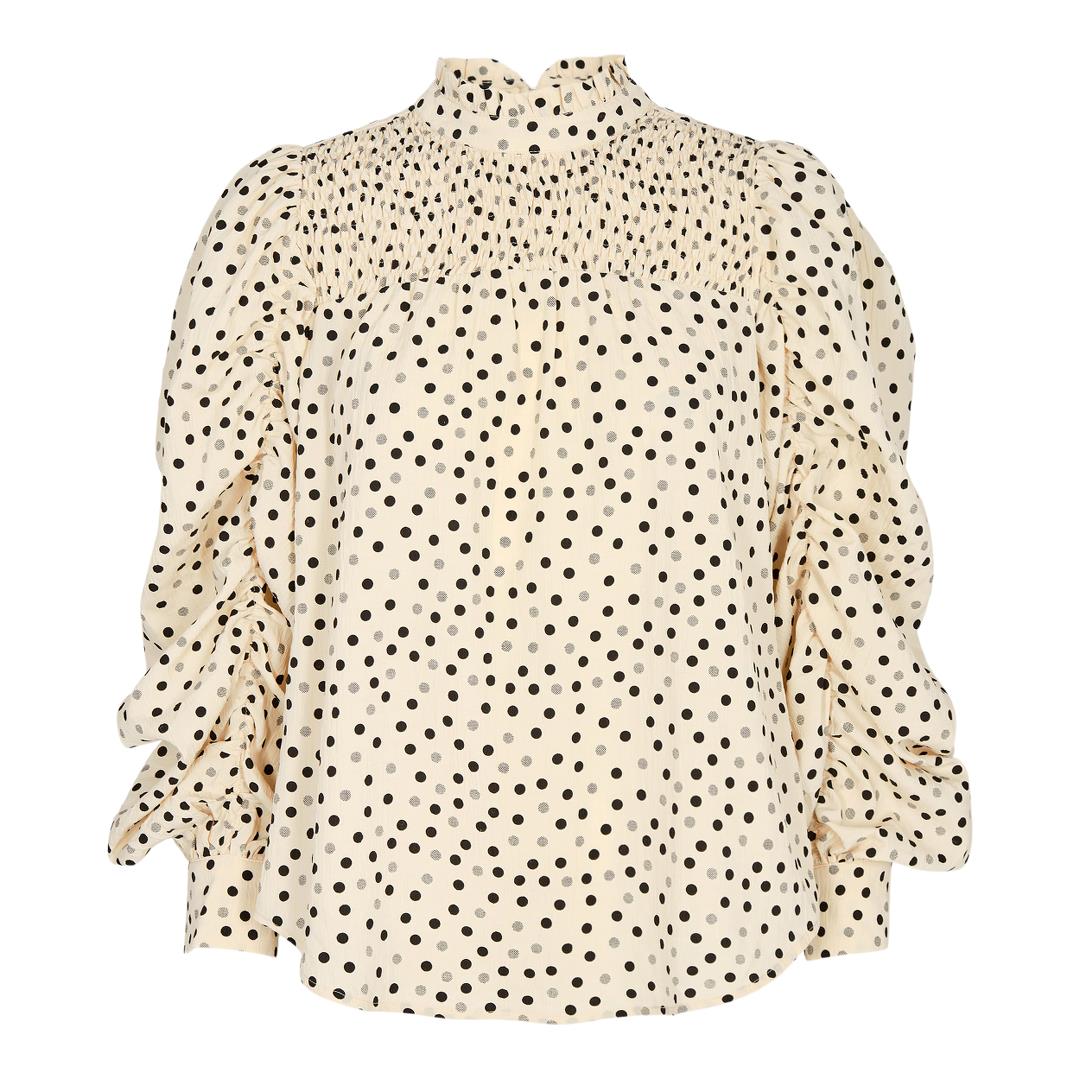 Co'Couture Dot Drape Sleeve Bluse Bone