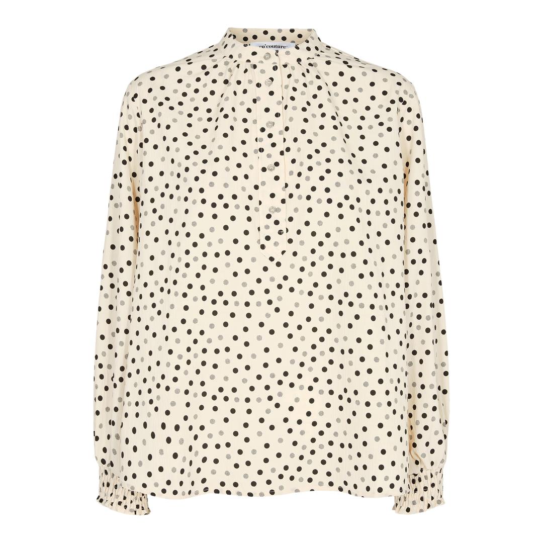 Co'Couture Dot Placket Bluse Bone