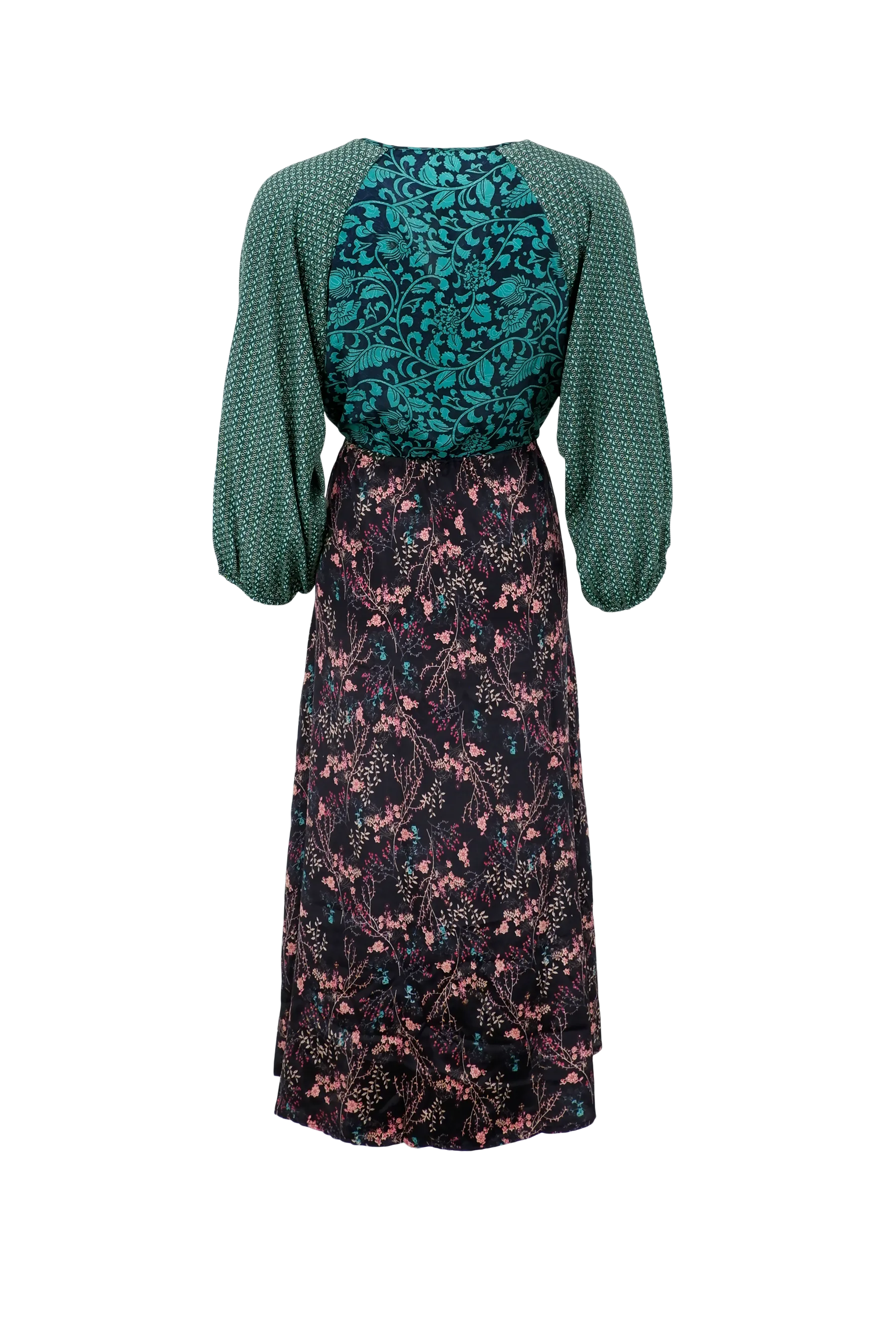 Black Colour Luna Multi V-Neck Long Kjole Scarlett Green Mix