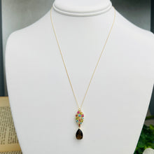 Load image into Gallery viewer, Smokey quartz and multi gemstone necklace in yellow gold
