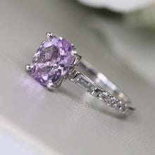 Load image into Gallery viewer, Amethyst and diamond ring in 14k white gold