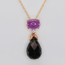 Load image into Gallery viewer, Smokey quartz briolette and multi amethyst necklace in rose gold by Effy