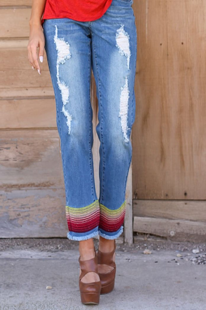 L\u0026B Serape Boyfriend Jeans Plus Size 