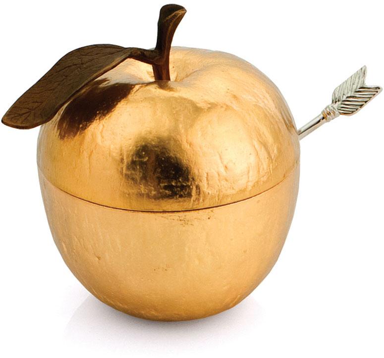 Michael Aram Apple Honey Pot w/ Spoon Goldtone -