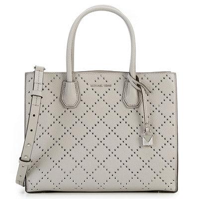 Michael Kors Mercer Grommeted Leather Tote - Grey -