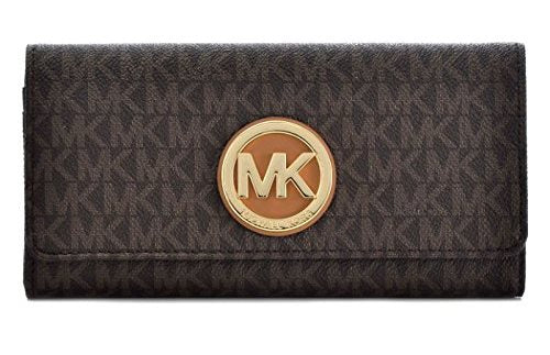 Michael Kors PVC Leather Fulton Flap Continental Wallet - Brown -