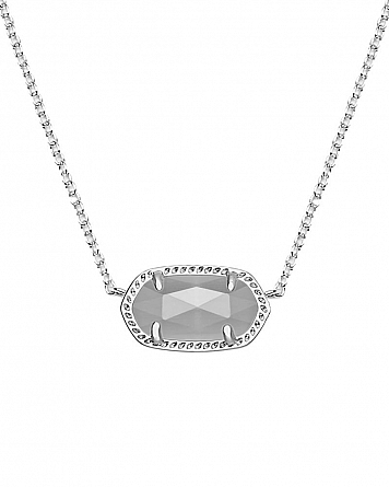 Kendra Scott Elisa Rhodium Necklace - Slate Cats Eye -