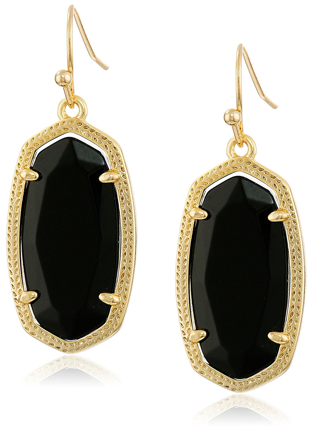 Kendra Scott Signature Dani Gold Plated Black Glass Drop Earrings -