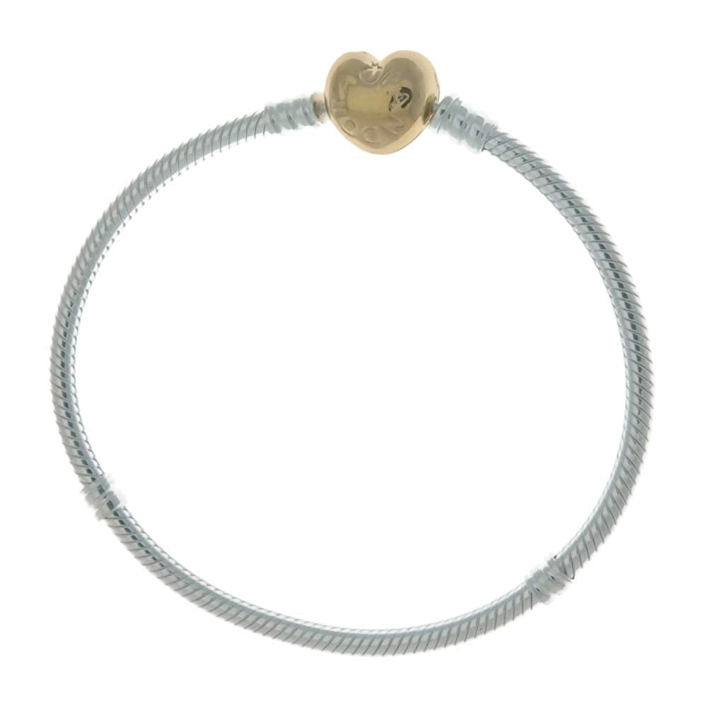 PANDORA Moments 925 Sterling Silver Bracelet with 18k Gold Plated PANDORA Shine Heart Clasp - 19cm